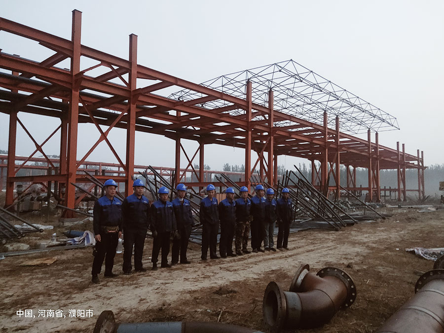 濮陽(yáng)恒潤(rùn)筑邦石油化工有限公司20萬(wàn)方配套倉(cāng)儲(chǔ)項(xiàng)目汽車裝車棧橋、火車棧橋網(wǎng)架工程
